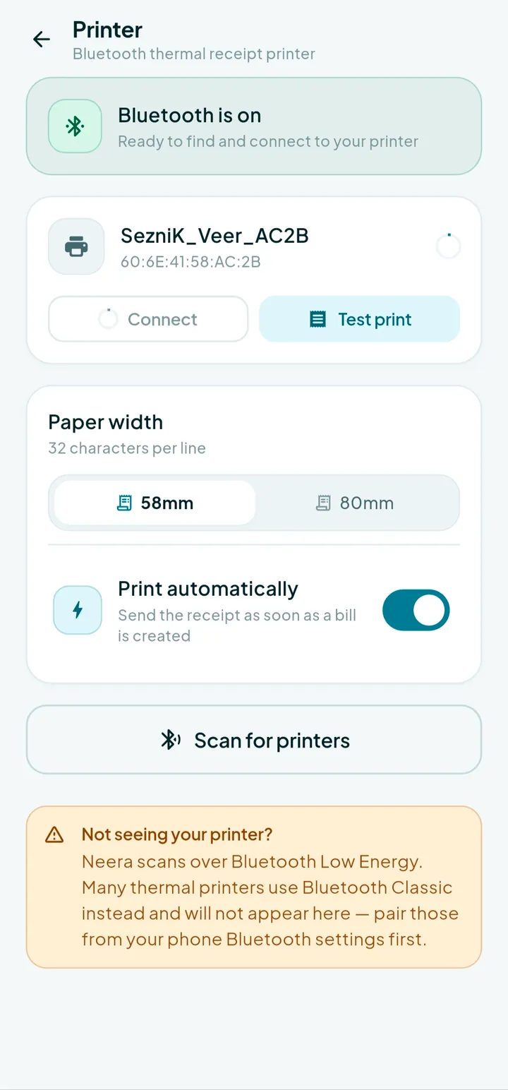 Printer setup